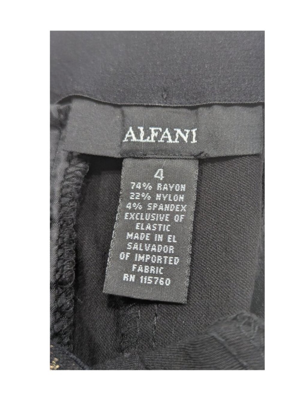 Alfani Black Gold Metallic Baroque Jacquard Mid Rise Pants Size 4 - Picture 4 of 8